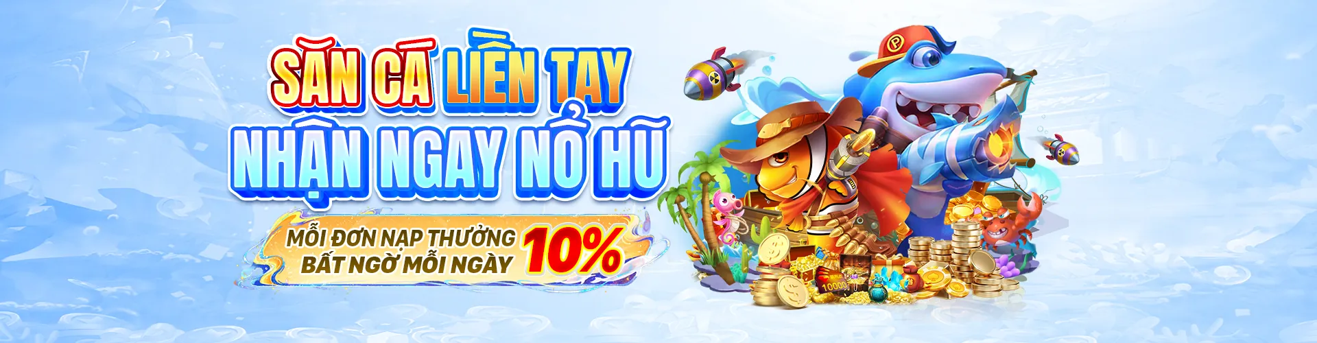 Hình ảnh chính Bắn Cá VB66 Nổ Hũ với cảnh đại dương và kho báu